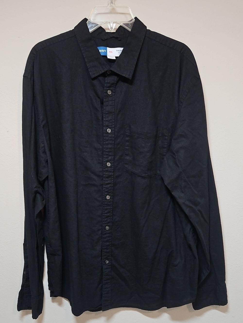 Old Navy XXL Black Long-Sleeve Linen Button Front Shirt